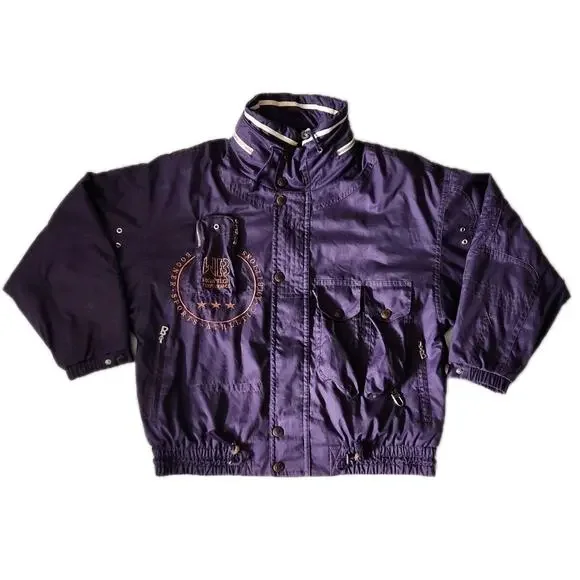 Bogner Vintage Purple Full Zip Retractable Hood Ski Jacket Women's Size 42 Read - Picture 1 of 12